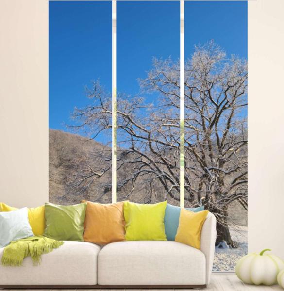 Flächenvorhang Winterpoesie  3er Set, Schiebegardine, Schiebegardinen, blickdicht, Flächenvorhang blickdicht, Schiebevorhang,